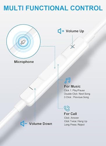 USB C Headphones for iPhone 17 16 15, Wired Earbuds with Microphone & Volume Control, Nosie Reduction Headset, iPhone Earphones Wired for Apple, Android, iPad,Galaxy S25 S24 Ultra, Pixel 9 【2 Packs】 thumbnail 4