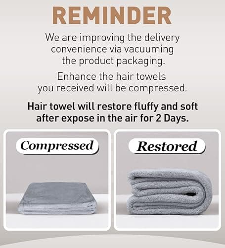 Hicober Microfiber Hair Towel, 3 Packs Hair Turbans for Wet Hair, Drying Hair Wrap Towels for Curly Hair Women Anti Frizz(Purple, Blue, Grey) thumbnail 8