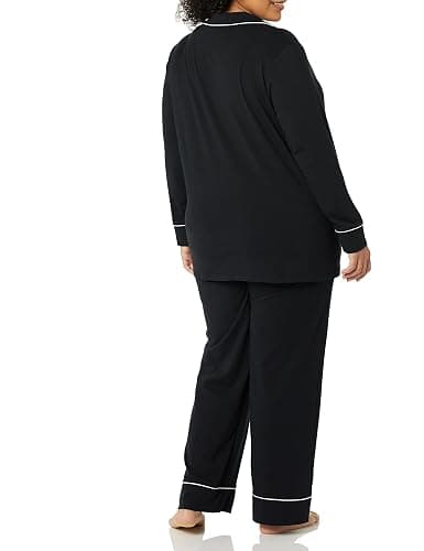 Amazon Essentials Women's Cotton Modal Long-Sleeve Shirt and Full-Length Bottom Pajama Set - Small - Black thumbnail 4