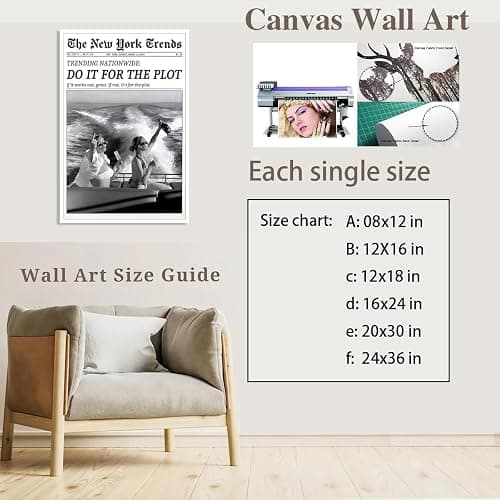 Funky Feminist Black and White Newspaper Wall Art Do It for The Plot Canvas Print Aesthetic Poster Girly Preppy Wall Decor for Bar Hot Girl Living Room Dorm Bethroom Decor 8x12inch Unframed thumbnail 2