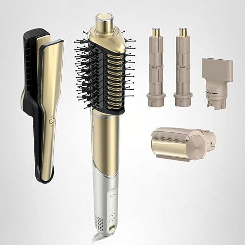 Shark Glam Ceramic & Powerful Air Styling & Drying System, with Silki Straightener & Shark Glossi Air Glosser, for Drying, Curling, Straightening & Glossing, Gold, HD6051S (Straight & Wavy Hair) thumbnail 19