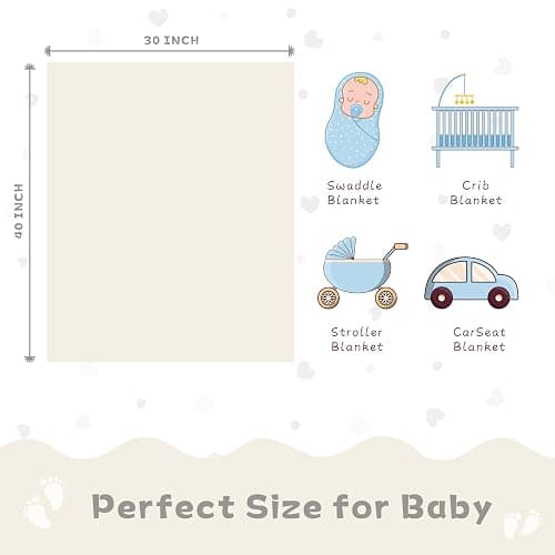 Yurhap Heart Baby Blanket, Love Plush Fleece Baby Blankets for Boys Girls | Soft Sherpa Baby Boy Blankets for Infant Toddler Newborn Gifts, Fluffy Baby Essentials, For Crib Stroller, 30"x40", Cream thumbnail 3