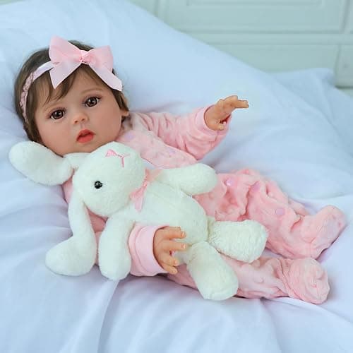 SCOM Realistic Reborn Baby Dolls - 18 Inch Real Life Baby Girl, Silicone Doll with Anatomically Correct Full Body Vinyl, Newborn Lifelike Toddler Accompanied by Rabbit Plush Toys for Ages 3+ Gift thumbnail 7