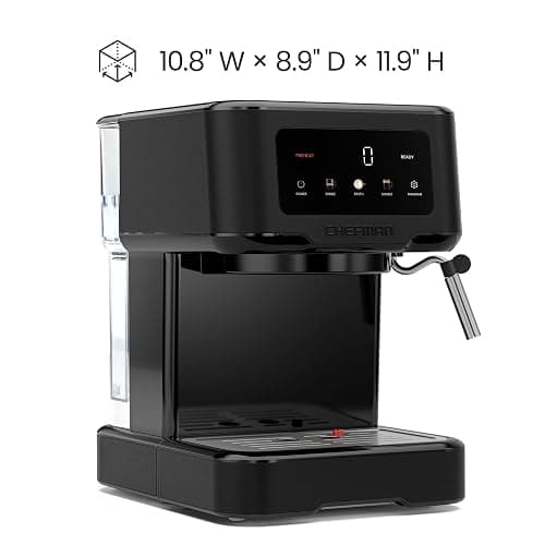 Chefman CraftBrew Espresso Machine, 15-Bar Pump Digital Espresso Maker w/Steam Wand for Latte & Cappuccino, Compact Espresso Coffee Machine w/ 1.5L Removable Water Reservoir - Stainless Black thumbnail 7