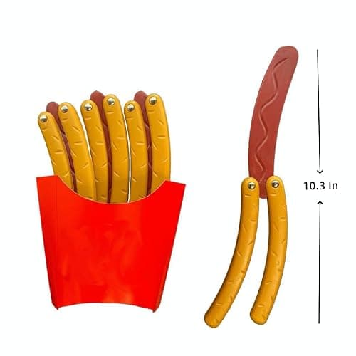 RMISODO 2 Pcs Hotdog Butterfly Fidget Knife Toy, Colorful and Novel Shape,Made with 3D Printing Technology ,Sturdy and Durable,Perfect Stress Relief Toy thumbnail 2