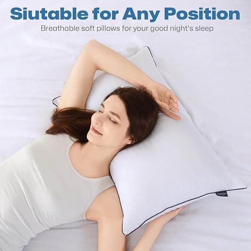 GOHOME Pillows Queen Size Set of 2 - Bed Pillows for Sleeping 2 Pack, Cooling Supportive Hotel Pillows with Premium Soft Down Alternative Fill for Side Stomach and Back Sleepers thumbnail 5