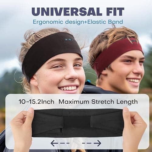 TOPIEI Sleep Headphones Bluetooth Headband for Side Sleeper, 17 Hours Playtime, Wireless Headband Headphones with HD Stereo Speakers for Workout,Running,Yoga, Ideal Gifts for Men, Women, Teens, Black thumbnail 6