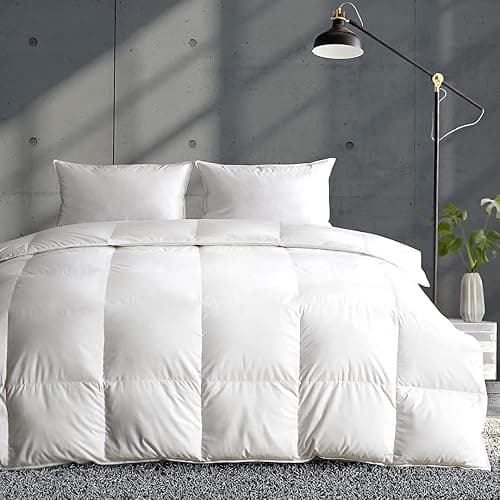 APSMILE Lightweight Down Feather Fibers Comforter Full/Queen Size, Fluffy Duvet Insert for Warm Weather/Hot Sleepers -Ultra Soft 100% Organic Cotton Cover, High FP Summer Duvet (White, 90x90) - Image 1