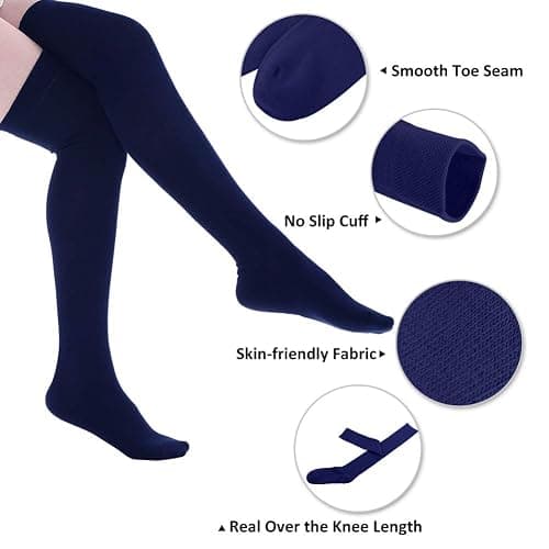 MK MEIKAN Women's Over Knee High Socks, Tube Dresses Fashion Cotton Thigh High Socks Stockings Cosplay Socks thumbnail 4