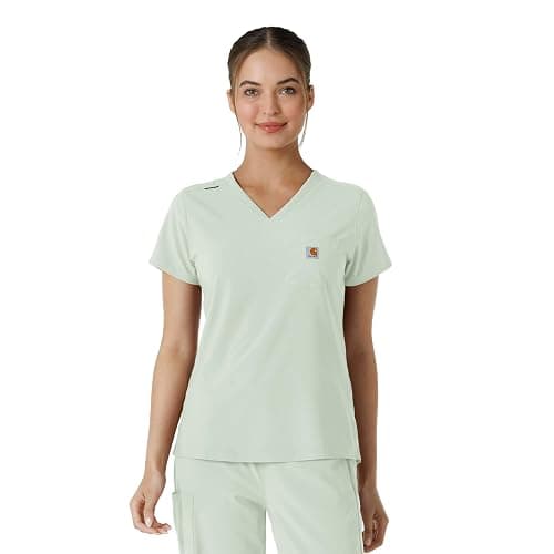 Carhartt Force Cross-Flex Women's Tuck-in Scrub Top, Big Sky, S - Image 1