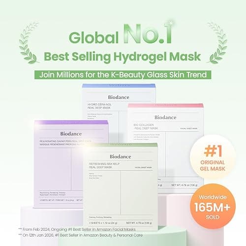 BIODANCE Refreshing Sea kelp Real Deep Mask, Overnight Hydrogel Face Mask, Calming, Oil & Sebum Control, Blemish Care, After Sun Care, Sunburn Relief, Korean Skin Care | 1.19oz(34g) x 4ea thumbnail 2