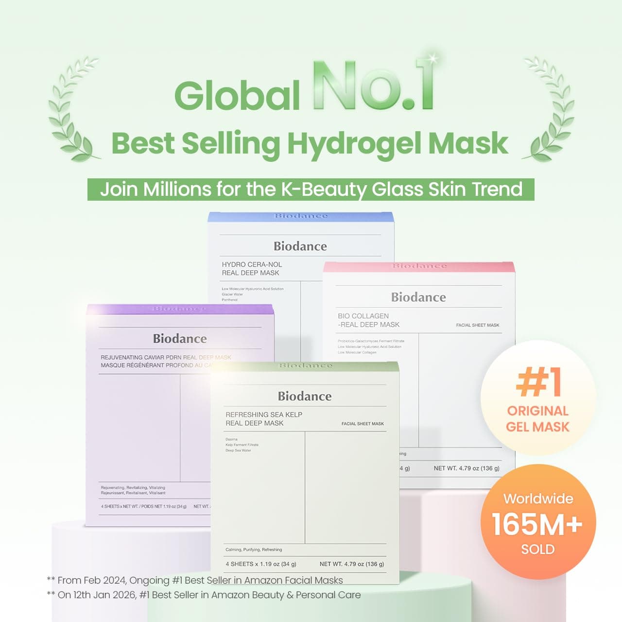 BIODANCE Refreshing Sea kelp Real Deep Mask, Overnight Hydrogel Mask, Calming, Oil & Sebum Control, Blemish Care, Korean Skincare | 1.19oz(34g) x 4ea thumbnail 2