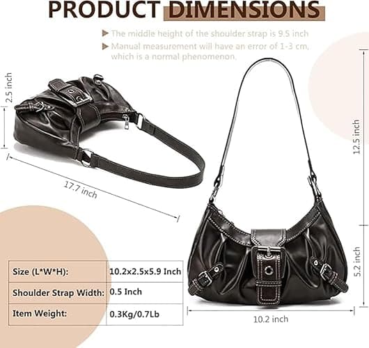 AFMKTICA Y2K Trendy Purse for Women, Leather Buckle Punk Hobo Clutch Purses Bags for Ladies Top Handle Shoulder Bag thumbnail 6