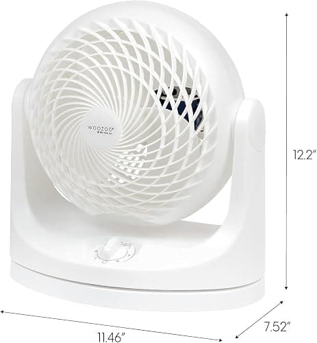 IRIS USA WOOZOO Desk Fan, Oscillating Air Circulator, 3 Speeds, 36ft Max Air Distance, 244ft² Coverage, 112° Adjustable Vertical Tilt, 29db Quiet Motor, Small Fan for Bedroom, Office, Dorm, White thumbnail 3