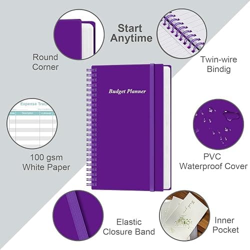 Budget Planner - A6 Expense Budget Tracker, Budget Books for Ledger Book, Money Organizer for Wallet, 3.75" x 6.75", Purple thumbnail 3