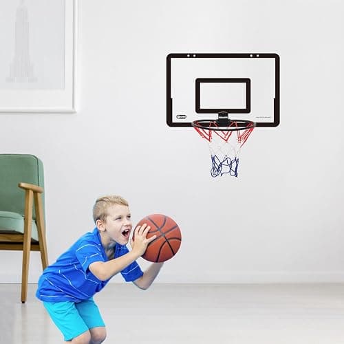 Indoor Basketball Hoop for Kids, Wall Mounted Basketball Hoop Set with Rack, Pump and Net, Sport Game Toys for 5 6 7 8 9 10 11 12+ Year Old Boys Girls Teens Adults thumbnail 3