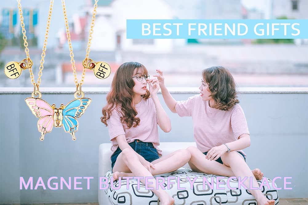 Best Friend Necklace for 2 Girls Magnetic Butterfly Matching Necklaces for Best Friends Birthday Christmas Xmas Gifts for Bestie Bff Necklace for 2 Magnet Necklace thumbnail 6
