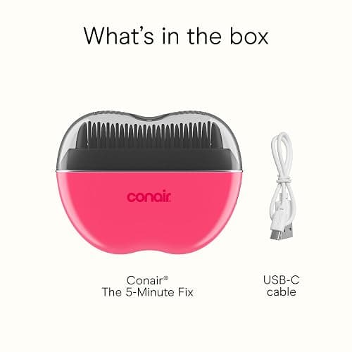 Conair 5-Minute Fix Touch-up Tool Straightening Brush, Rechargeable, Pink | Cordless, on-the-go design to smooth and refresh styled looks, ionic smoothing for frizz control, adjustable heat thumbnail 8