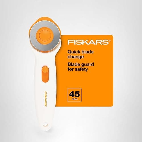 Fiskars 45mm Rotary Cutter for Fabric, Premium Steel Stick Fabric Cutter Cuts Through Multiple Layers, Right and Left Handed, Easy and Safe Blade Change, Arts and Crafts, Sewing and Quilting Tools thumbnail 8