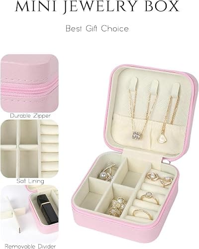Travel Jewelry Case, Travel Jewelry Box, Mini Jewelry Travel Case, Jewelry Organizer Case, Portable Small Jewelry Organizer Storage Boxes - Best Gift for Women Girls. thumbnail 5