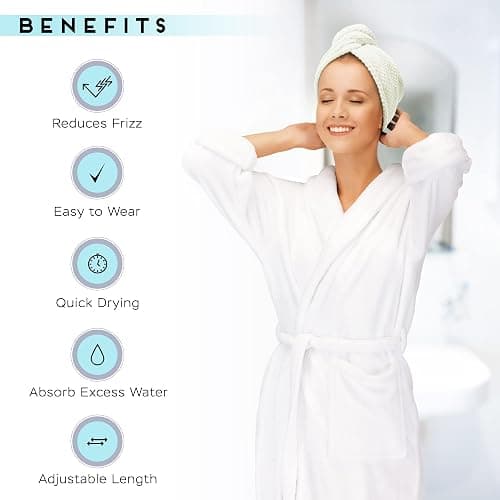 SimpleField 2 Pack Microfiber Hair Towel Wrap for Women, Anti Frizz Quick Drying Hair Turban for All Hair Style, Absorbent and Lightweight (Ivory) thumbnail 3
