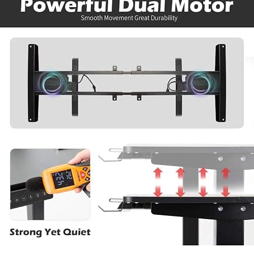 OUTFINE Heavy Duty Dual Motor Height Adjustable Standing Desk Electric Dual Motor Home Office Stand Up Computer Workstation with (Black, 63") Desktop Load up to 220lbs thumbnail 5
