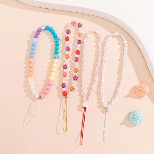 Staqlo Beaded Phone Charm Cute Fixed Beads Pearl Wristlet Chain Camera Wrist Strap CarKey Lanyard thumbnail 2