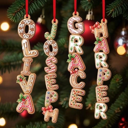 Famitrendz Custom Gingerbread Alphabet Ornament 2025, Personalized Kids Name Christmas Ornament, Cute Cookie Letter Decoration, Family Holiday Keepsake Gift for Children and Loved Ones - Image 1