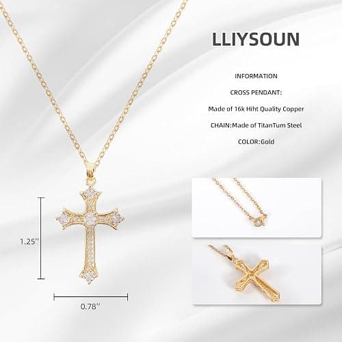 LLIYSOUN Cross Pendant Necklace for Women Jewelry Gold Cross Necklaces for Women Cross Necklace Minimalist Trendy Jewelry Valentines Day thumbnail 3