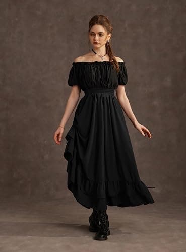Scarlet Darkness Women Renaissance Skirt Medieval Ruffle Layered Maxi Skirts thumbnail 2