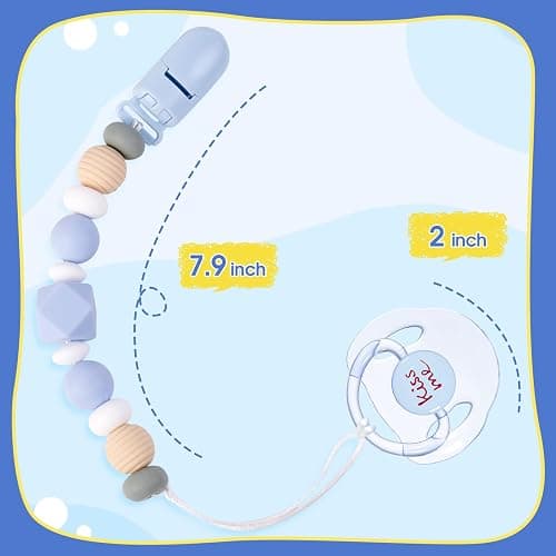 Aori Silicone Pacifier Clips Holder Flexible Binky Clip with Magnetic Pacifier for Lifelike Reborn Dolls - Blue thumbnail 6