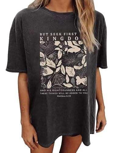 Wildflowers Shirt for Women Oversized Vintage Floral T Shirts Inspirational Graphic Tees Summer Casual Loose Beach Tops - Image 1