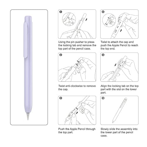 MoKo Holder Case Fit Apple Pencil 1st Gen, Retractable Tip Cap Fit New iPad 10th Gen 2022, iPad 9th Gen 2021, iPad 8th Gen 2020, iPad 6th 9.7 2018, iPad mini 5th Gen Pencil Case Pencil, Taro Purple thumbnail 4