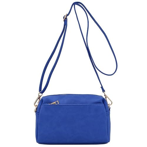 FashionPuzzle Triple Zip Small Crossbody Bag - Royal Blue