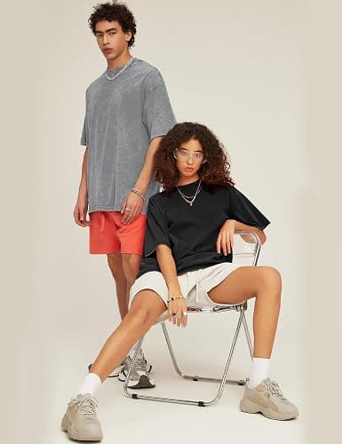 Flygo 3 Pack Men Oversized T Shirts Acid Washed Unisex Tee Loose Fit Short Sleeve Casual Streetwear Baggy Basic Tops thumbnail 2