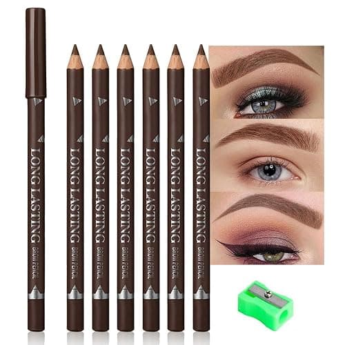 FeiCuiYun 6Pcs Eyebrow Pencils for Women, Wooden Hard-Core Brown Eyebrow and Eyeliner Pencil, Long Lasting Waterproof and Sweat-Proof, Beginner Makeup Brow Pencil, Create a Natural Eye Brow Makeup - Image 1
