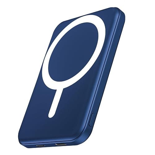 podoru for Magsafe Battery Pack, 5000mAh Magnetic Power Bank with Type-C Cable 20W PD Fast Charging Lighting Input Wireless Portable Charger for iPhone 17/16/15/14/13/12/ All Series-Dark Blue - Image 1