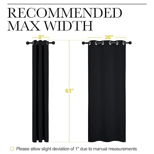 NICETOWN Pitch Black Solid Thermal Insulated Grommet Blackout Curtains/Drapes for Bedroom Window (2 Panels, 42 inches Wide by 63 inches Long, Black) thumbnail 4