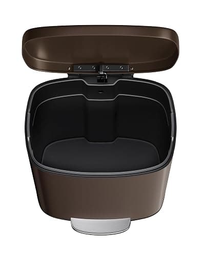 Garvee 13 gal (50 L) and 2.6 gal (10 L) Metal Trash Can Combo Set, Rustproof Garbage Can with Lid, Step-on Trash Bin with Inner Bucket, Rear Handle, Brown thumbnail 8
