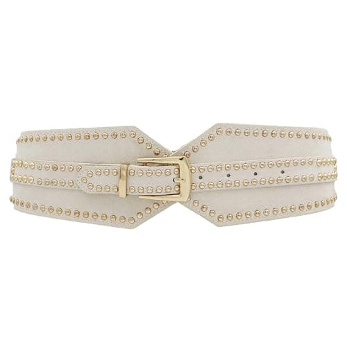 ZYALTFDC Women Wide Elastic Belts Chunky Stretchy Thick Belts for Women Dress Retro Cinch Girdle Vintage Waistband - Beige - Suit for waist size 28"-35.5" - Image 1