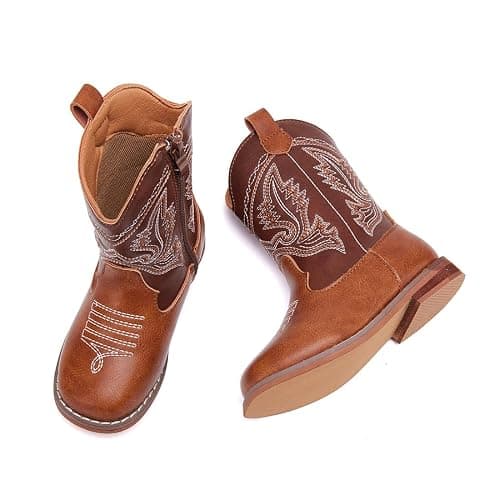 BMCiTYBM Toddler Cowboy Boots Western Cowgirl Boots Boys Girls Mid Calf Square Toe Riding Walking Shoes thumbnail 5