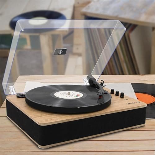 Vinyl Record Player 3-Speed Belt-Drive Turntable with Stereo Speakers and USB Play&Recording (Light Wood) thumbnail 7