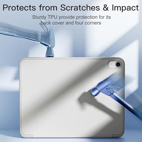 Akkerds Compatible with iPad (A16) 11th Generation Case 11 Inch 2025, for iPad 10th Generation Case 10.9 Inch 2022 with Pencil Holder, Slim Trifold Stand Protective Cover with Soft TPU Back,Light Gray thumbnail 7
