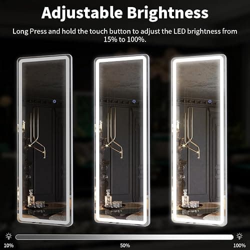 Simple Deluxe Full Length Mirror with LED Lights, 60"x16"Floor Mirror with Dimming & 3 Color Lighting, Free Standing Floor Mirrors, Lighted Full Body Mirrors for Bedroom, Dressing Room, Cloakroom thumbnail 6