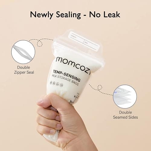 Momcozy Breastmilk Storing Bags, Temp-Sensing Discoloration Milk Storing Bags for Breastfeeding, Disposable Milk Storage Bag with 6 Ounce Self Standing, No-Leak Milk Freezer Storage Pouches, 120pcs thumbnail 3
