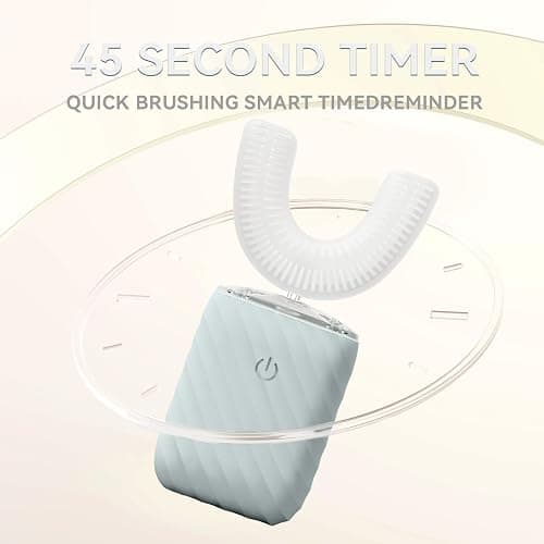 Ultrasonic Automatic Electric Toothbrush for Adults- U Shaped (Light Blue) | self Brushing Toothbrush, 360° Mouth Cleaning, 5 Modes for Whitening, IPX7 Waterproof Rechargeable thumbnail 7