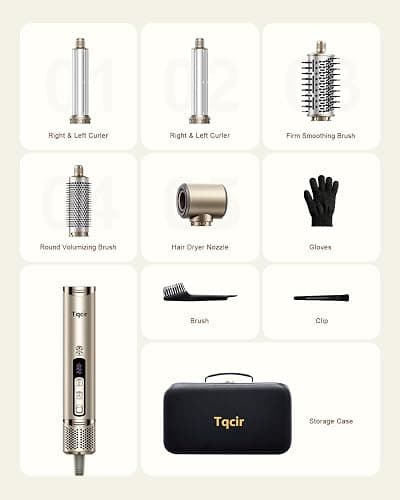 Tqcir 5-in-1 Hot Air Styler, Powerful Hair Dryer with Auto-Wrap Curlers | Anti-Frizz Blow Dryer for Fast Drying Curling Straightening Volumizing, Adjustable Heat & Speed,Storage Case thumbnail 8