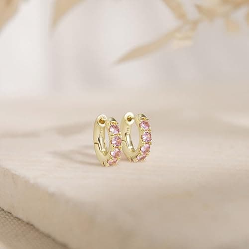 GLOQUAT 14k Gold Plated Small Hoop Earring for Women with Sterling Silver Post, Trendy Gold Pearl Earrings Opal/Aura Earring Hypoallergenic Cubic Zirconia Silver Hoop Earrings Jewelry Gift thumbnail 4