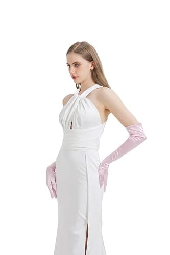 sodknow Long Gloves Costume Women Long Satin Opera Gloves Elbow Length | Halloween Cosplay 1920s Gatsby Evening Party Dress Up thumbnail 2