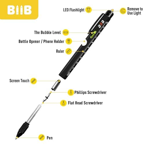 BIIB Stocking Stuffers for Adults Him, Christmas Gifts for Men 9 in 1 Multitool Pen, Mens Gifts for Dad Him Boyfriend, Dad Gifts for Men Who Have Everything,White Elephant Gifts for Adults thumbnail 6